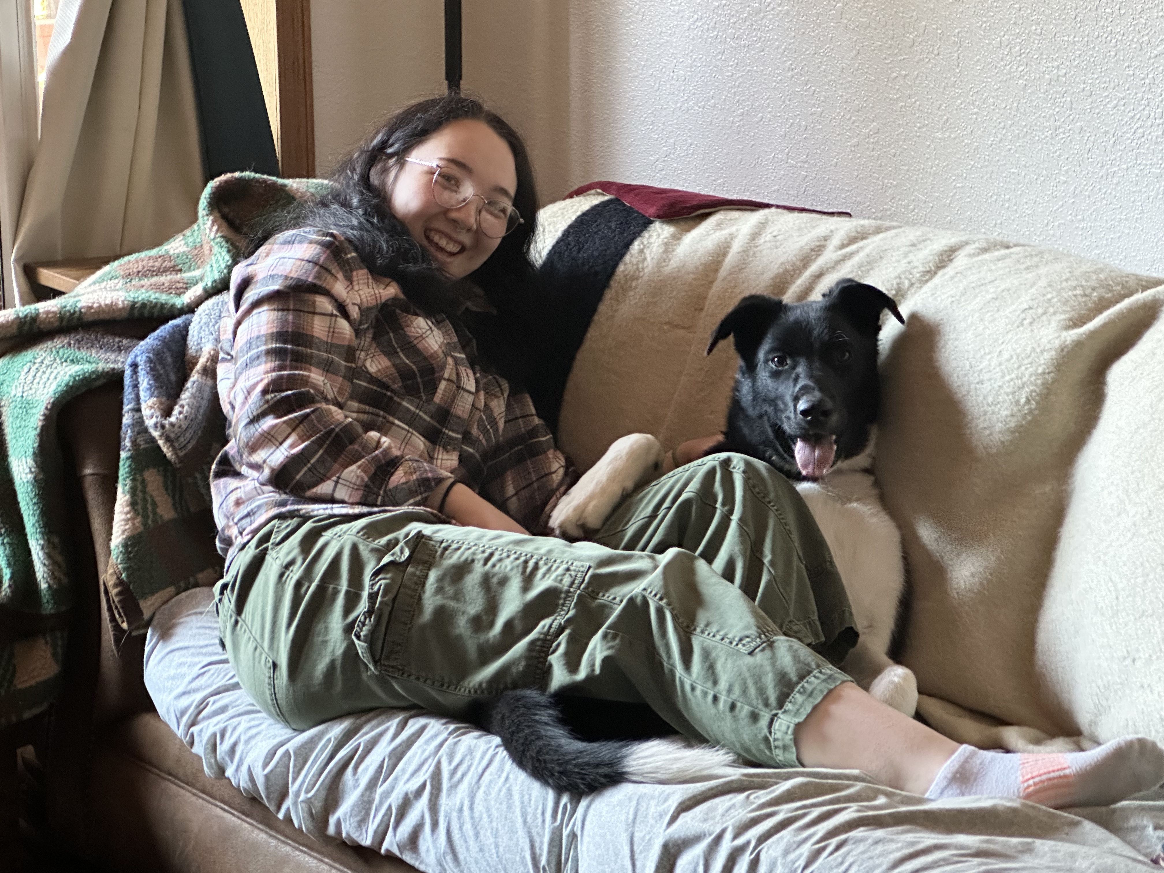 Olivia with a dog in Braintree MA